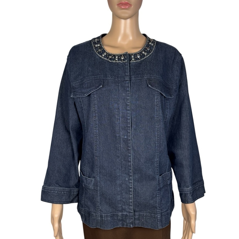 JM Collection Embellished Denim Jacket Size 14